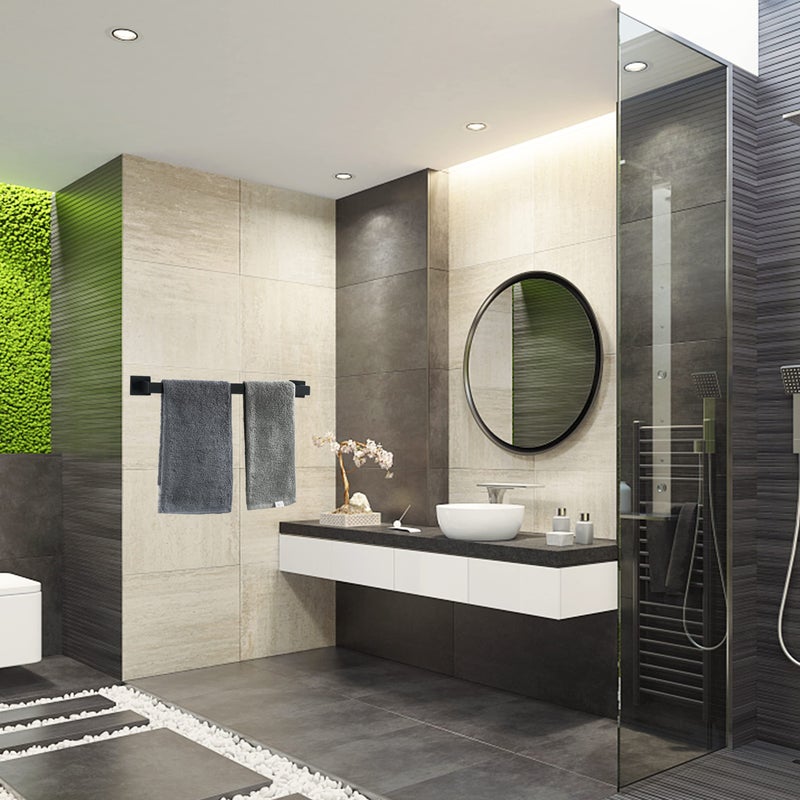 Nolimas Matte Black Bath Towel Bar Single Bars Towel Rack Rod Classic Wall Mounted Stainless Steel Bathroom Towel Bar Toilet Kitchen Towel Shelf Single Layer, 24inch - Image 2